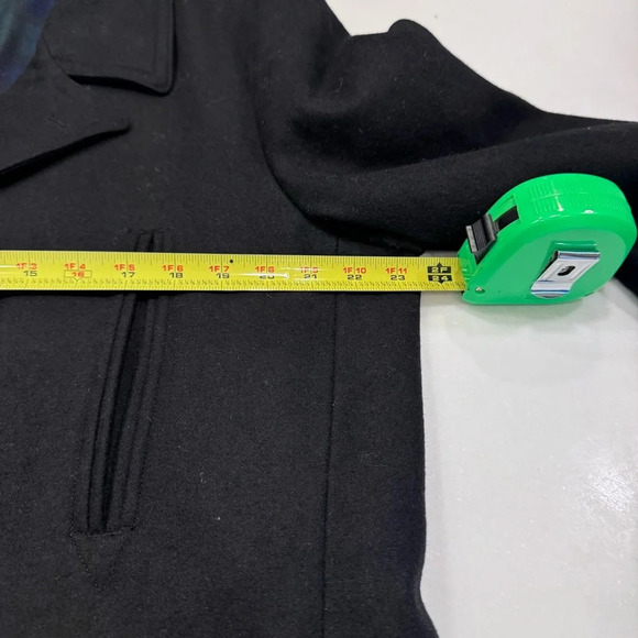 NEW Lauren Ralph Lauren Mens Peacoat 40R Black Double Breasted Wool Blend Coat - Picture 5 of 14